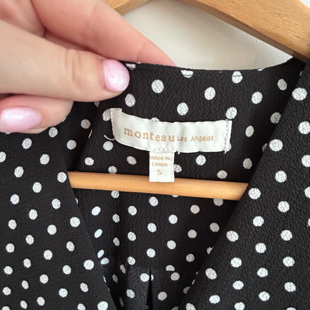 Monteau Black and White Polka Dot Mini Dress - Picture 7 of 11